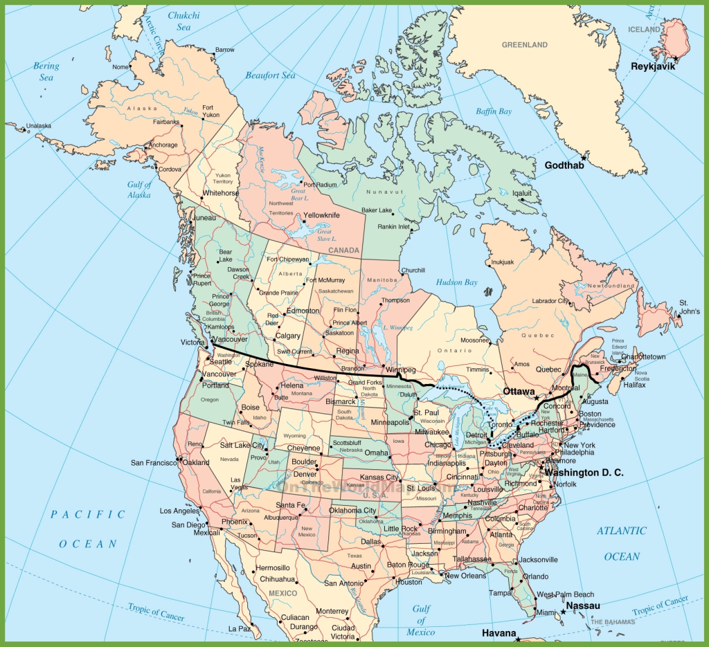 Bordering North America: A Map Of Usa And Canada&amp;#039;S Governmental | Political Map Of Usa And Canada