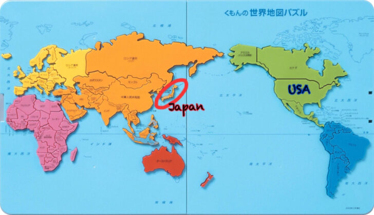 Map of USA and Japan