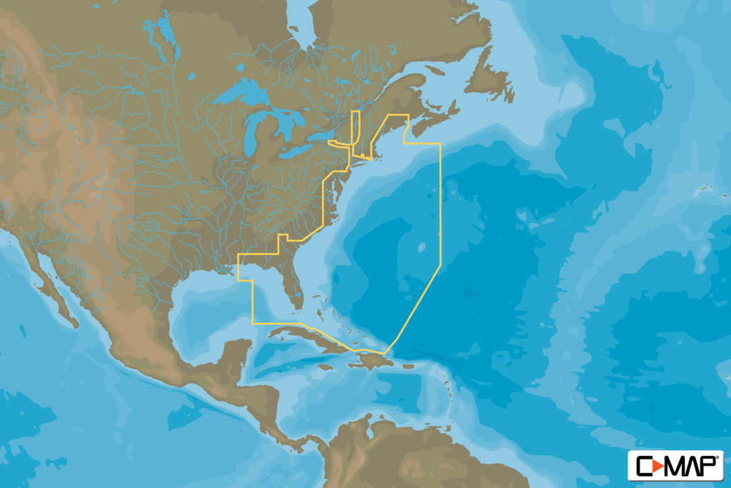 C-Map Max Wide - Us East Coast &amp;amp; Bahamas | Map of USA and Bahamas