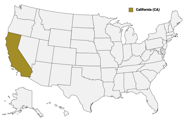 California on the Map of USA