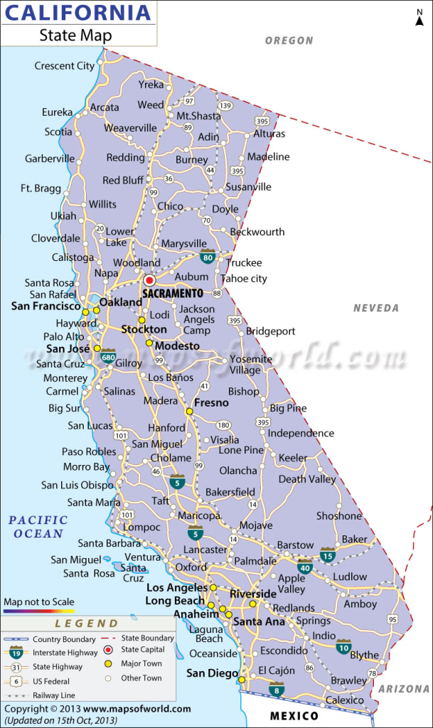 California Map - Detailed State Map | Mapsofworld | Map Of Cities In California Usa