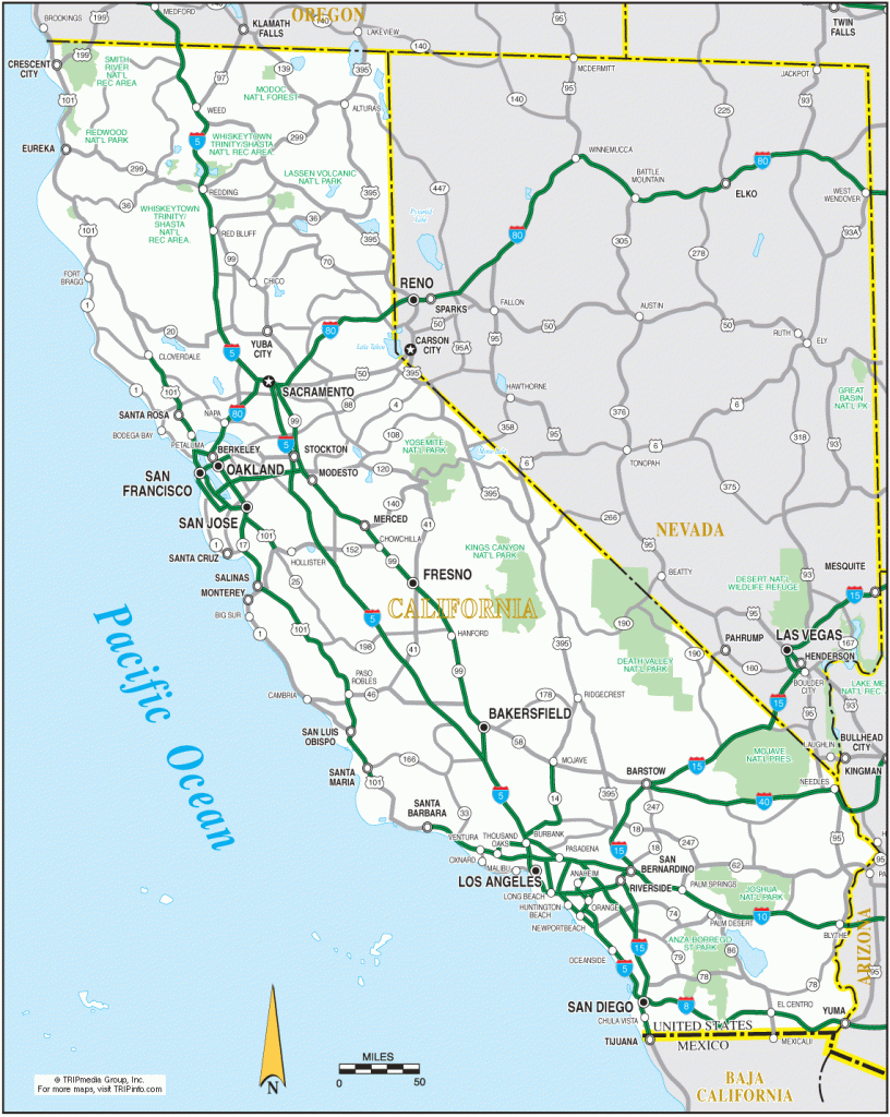 California Road Map | Road Map Of California Usa
