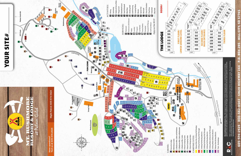 Campground Map | Mount Rushmore Koa Resort At Palmer Gulch | Map of Koa Campgrounds USA