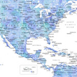 Canvas Print   Blue Map Of Usa And The Caribbean Sea   Wamaya | Map Of Caribbean And Usa