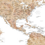 Canvas Print   Neutral Usa And The Caribbean Sea Map   Wamaya | Map Of Caribbean And Usa