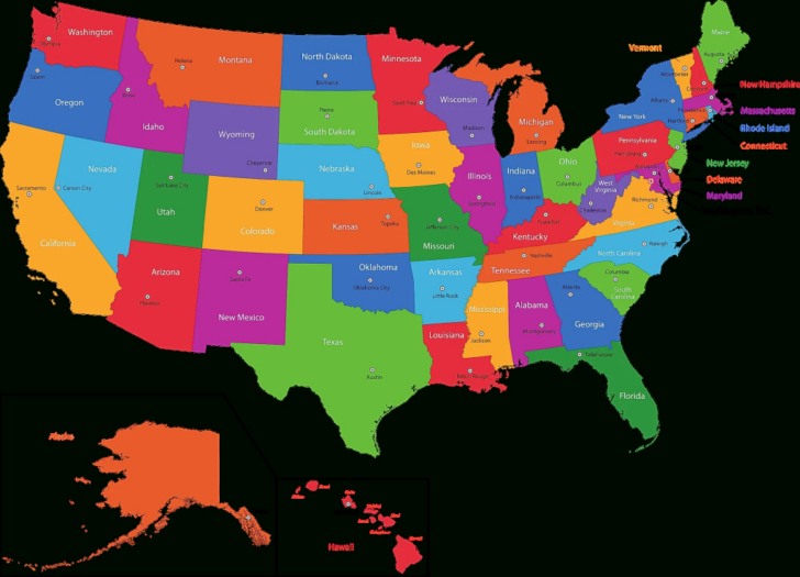 Map of USA and State Capitals