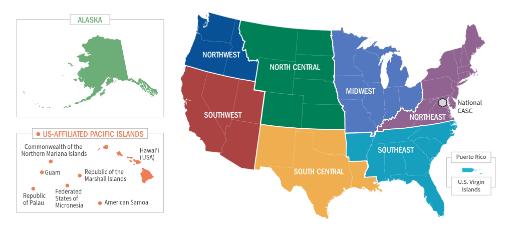 Casc Network Map - V1 | U.s. Geological Survey | Map Of North Central Region Usa