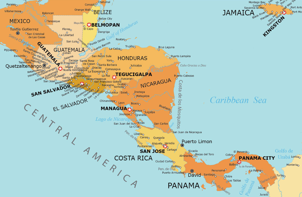 Central America Map - Countries And Cities - Gis Geography | Map Of Usa Mexico And Central America