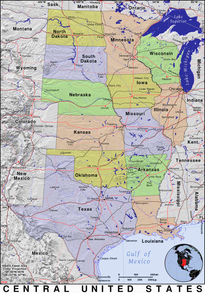 Central United States · Public Domain Mapspat, The Free, Open | Map of Central USA