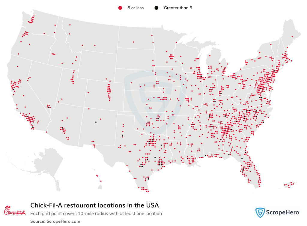 Chick-Fil-A Restaurant Locations In The Usa | Map Of Chick Fil A In The Usa