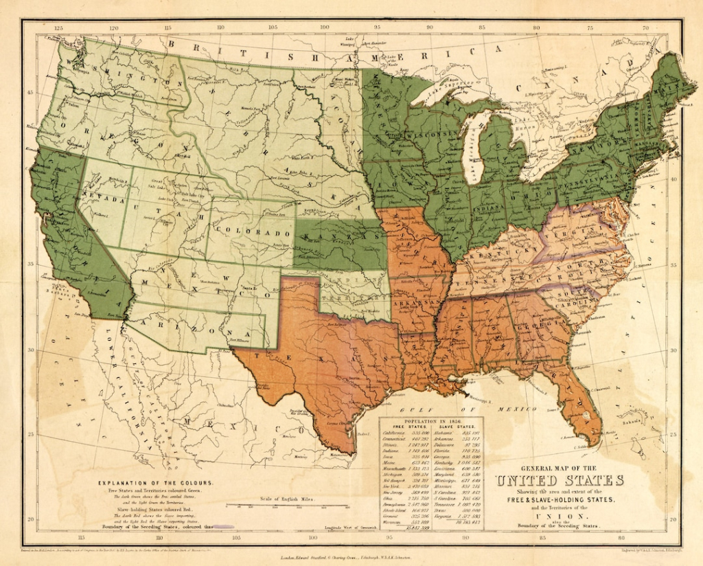 Civil War Map Reproduction. A General Map Of The United States | Map Of Usa During Civil War