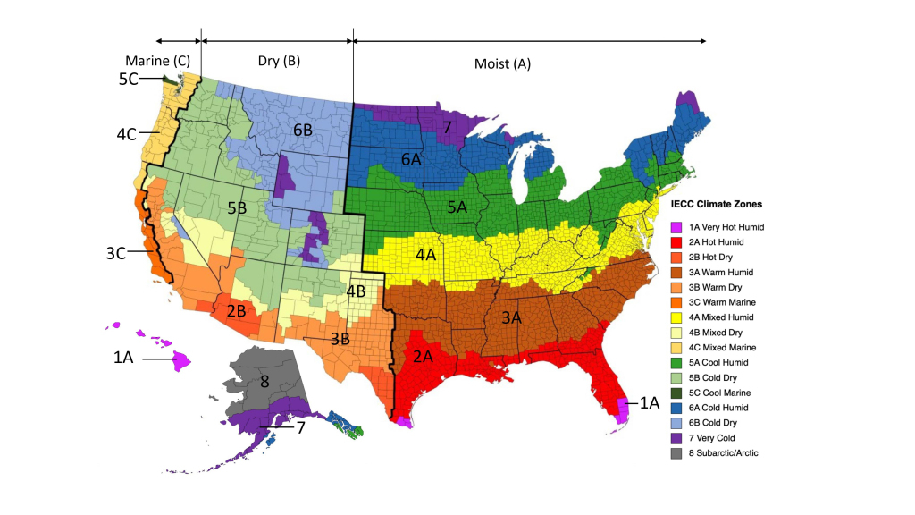 Climate Zone Map From Iecc 2021 | Building America Solution Center | Climate Zone Map Of Usa