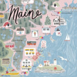 Coastal Maine Map, Southern Maine Illustration, Ogunquit, York | Map Of Ogunquit Maine Usa