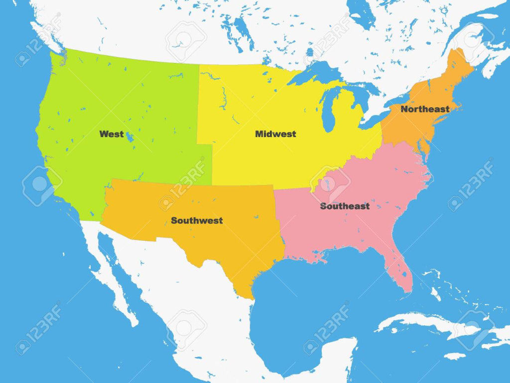 Color Map Of Usa Regions Royalty Free Svg, Cliparts, Vectors, And | Map Of Usa With North South East West