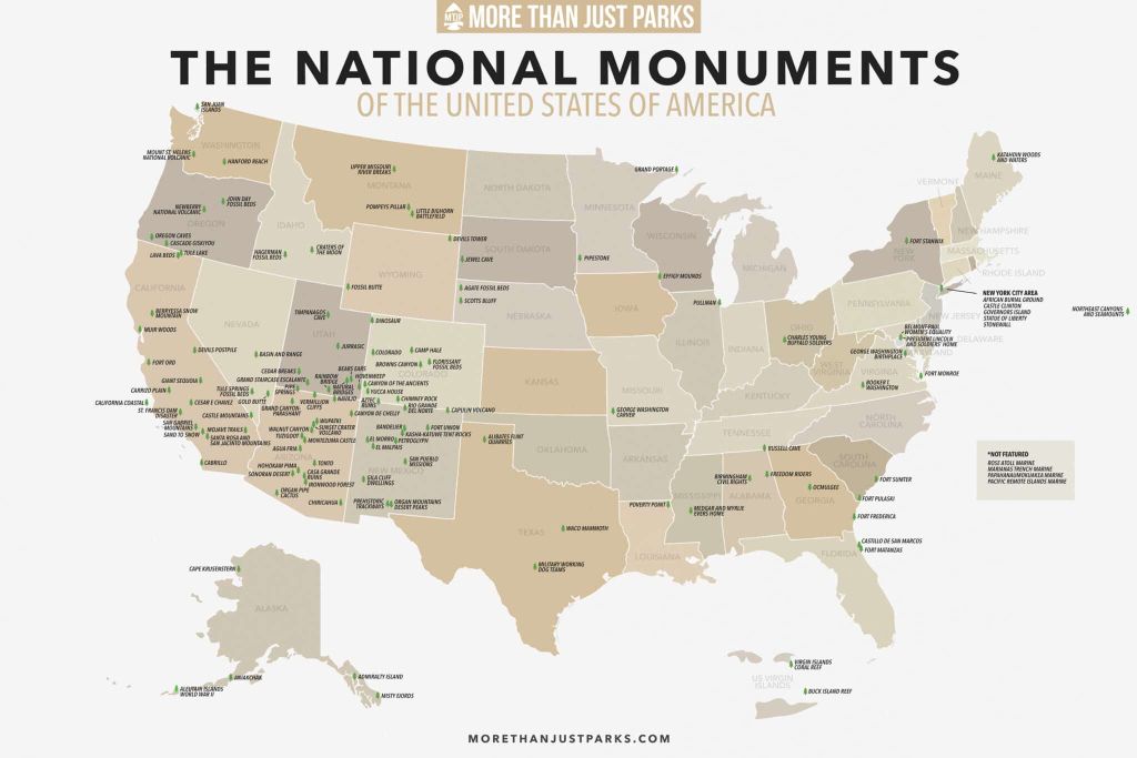 Complete List Of National Monuments (Printable Map +State) | Map Of National Monuments In Usa