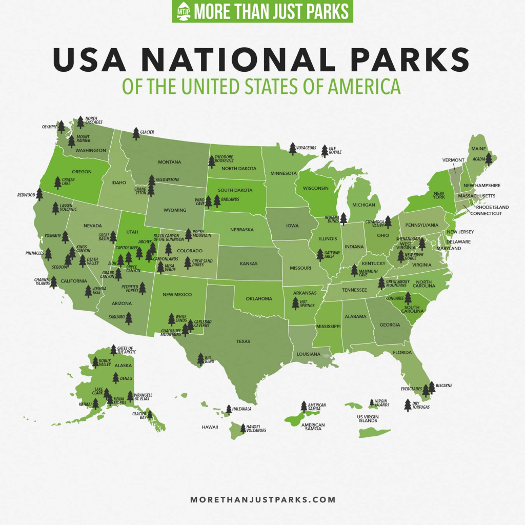 Complete National Parks List 2024 (+ Printable Map) | Map of National Parks USA