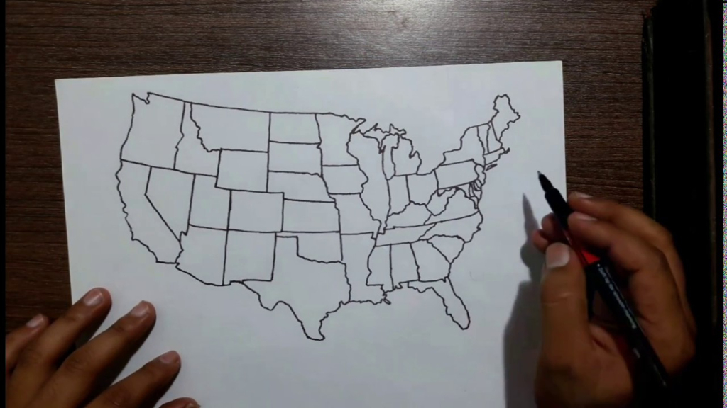 Correct Map Of Usa Drawnhand | How To Draw Map Of Usa