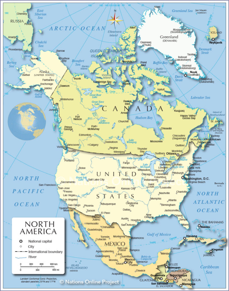 Map of USA and Surrounding Countries