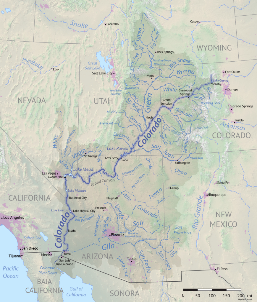 Course Of The Colorado River - Wikipedia | Colorado River on Map of USA
