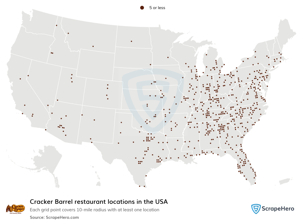 Cracker Barrel Restaurant Locations In The Usa | Map of Cracker Barrel Locations in USA