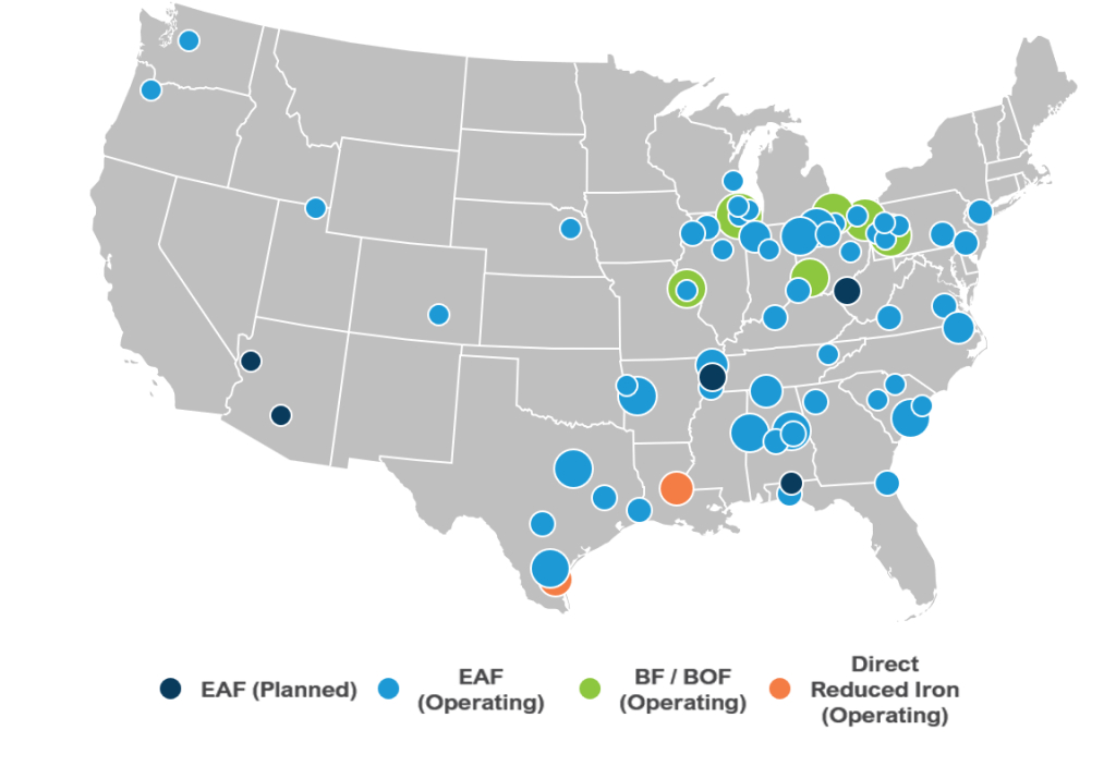 Current State Of The U.s. Steel Market | Stout | Map of Steel Mills in USA