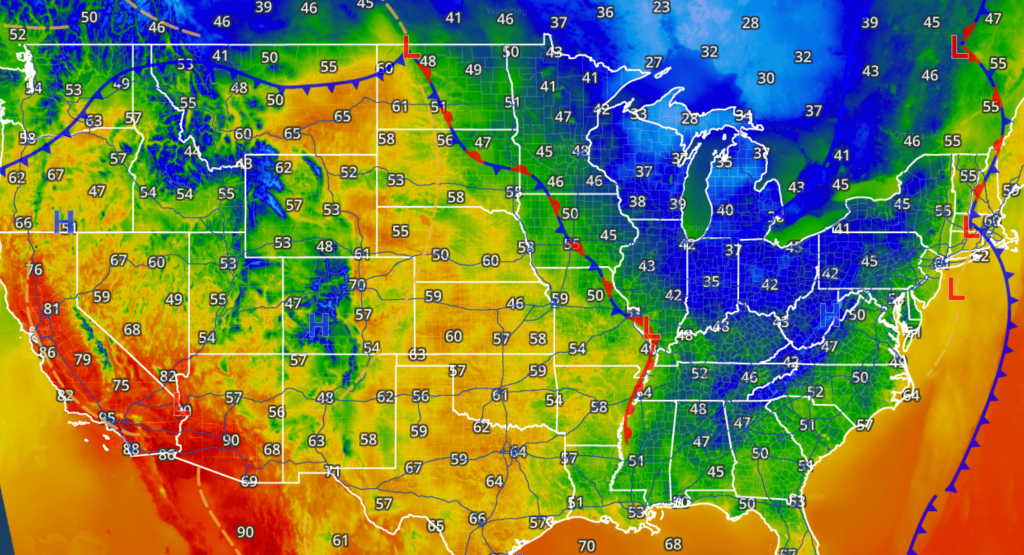 Current Temperatures – Iweathernet | Map Of Usa Weather Today