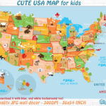 Cute Printable Usa Map For Kids   Gender Neutral Room Decor | Kids Map Of USA Printable
