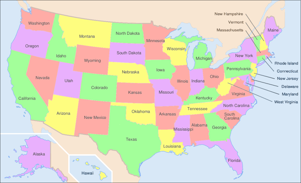 Datei:map Of Usa Showing State Names – Wikipedia | State Map Of The Usa
