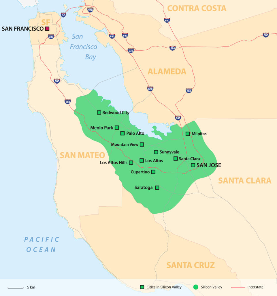 Datei:map Silicon Valley Cities – Wikipedia | Silicon Valley On Map Of Usa