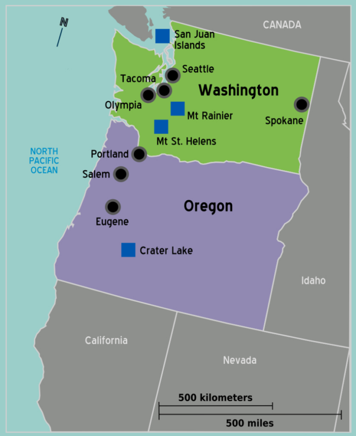 Map of the Northwest USA Map of the Northwest USA