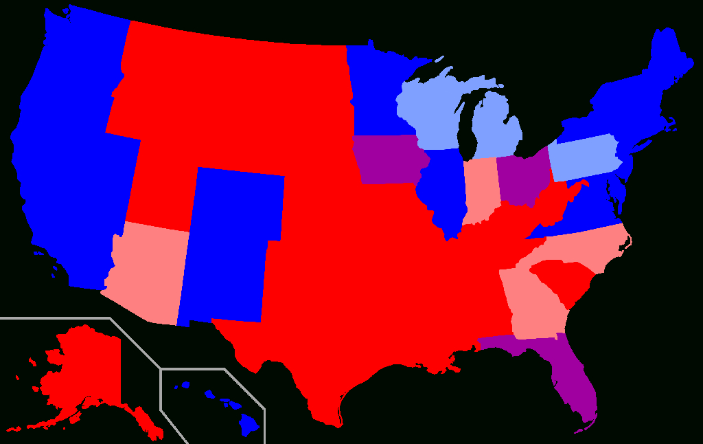 Datei:red States And Blue States Of The Us Based On Data From The | Red Blue Map of USA