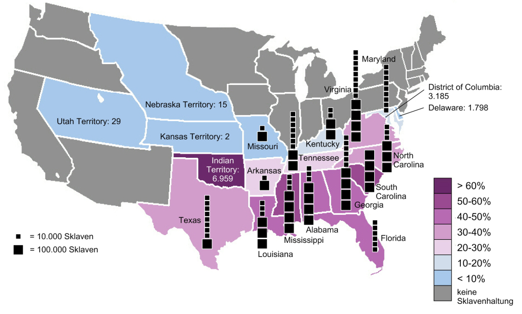 Datei:united States Slavery Map 1860 – Wikipedia | Map Of Usa In 1860