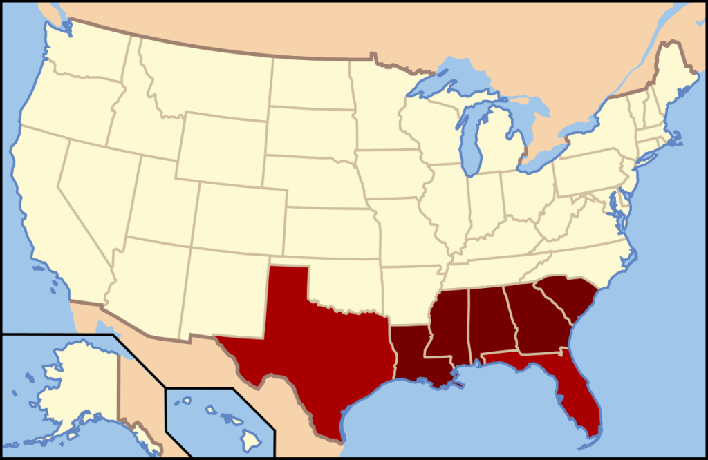 Deep South - Wikipedia | Map Of Deep South Usa