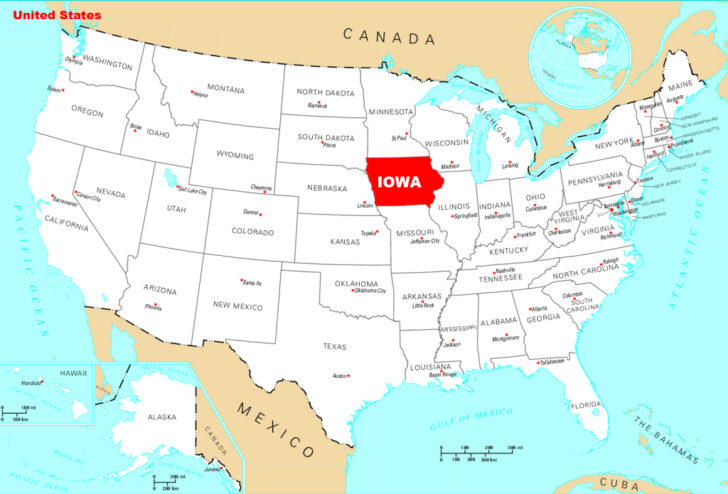 Iowa on Map of USA