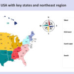 Detailed Map Of Usa With Key States And Northeast Region Ppt Sample | Map Of USA With Key