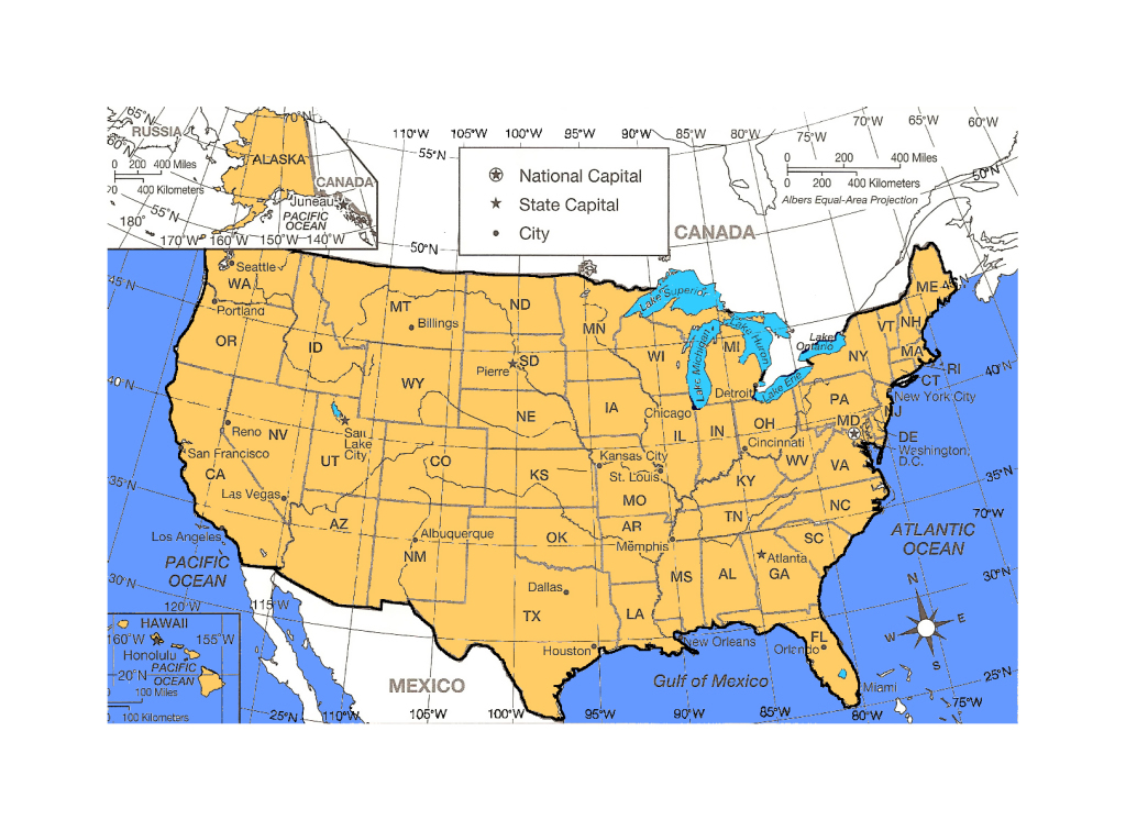 Detailed Political And Administrative Map Of The United States | Longitude And Latitude Map Of Usa With Cities
