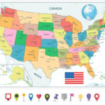 Detaillierte Politische Landkarte Der Usa Und Flache Kartenzeiger | Flat Map Of The Usa