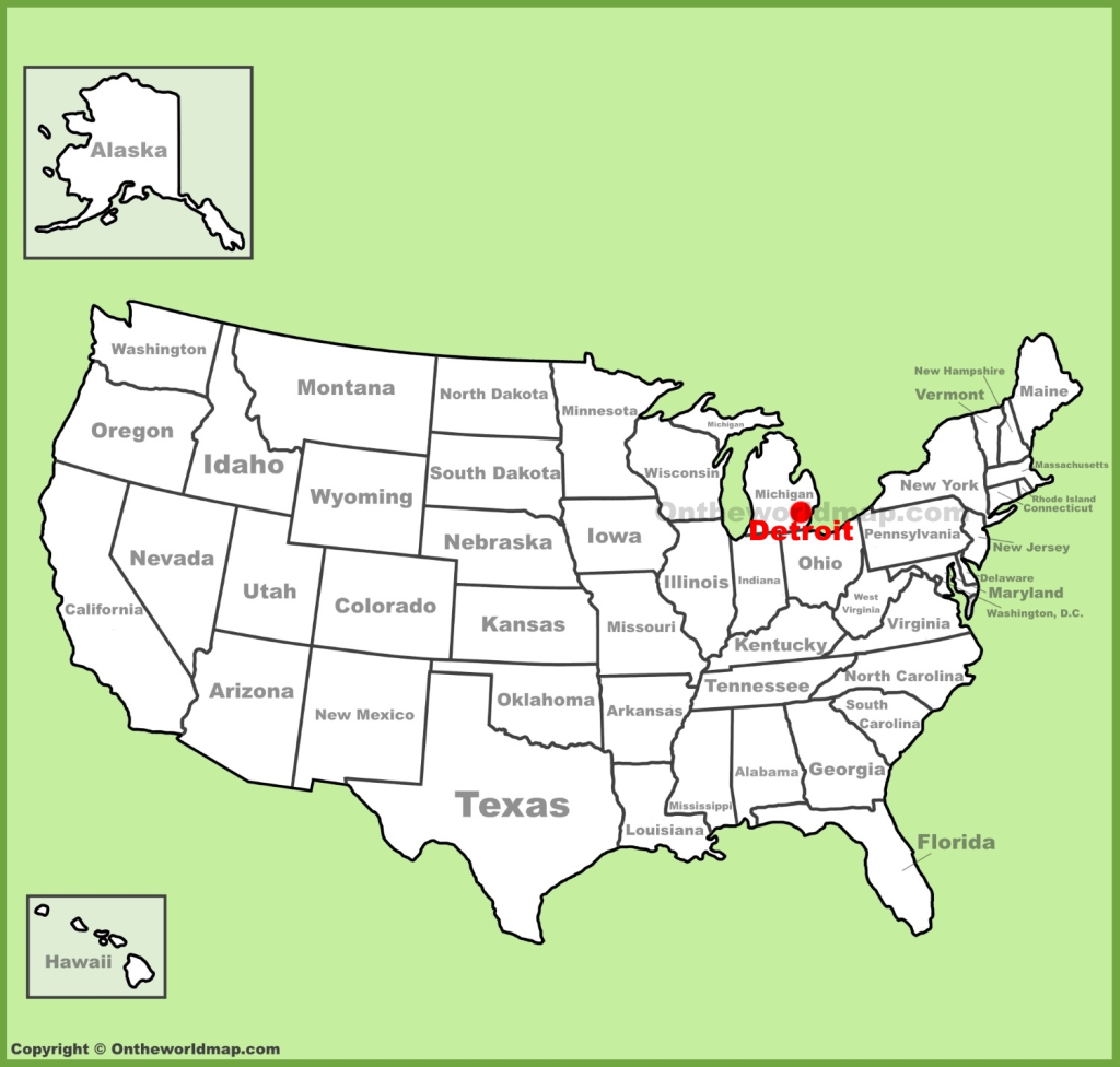 Detroit Location On The U.s. Map - Ontheworldmap | Detroit On Map Of Usa