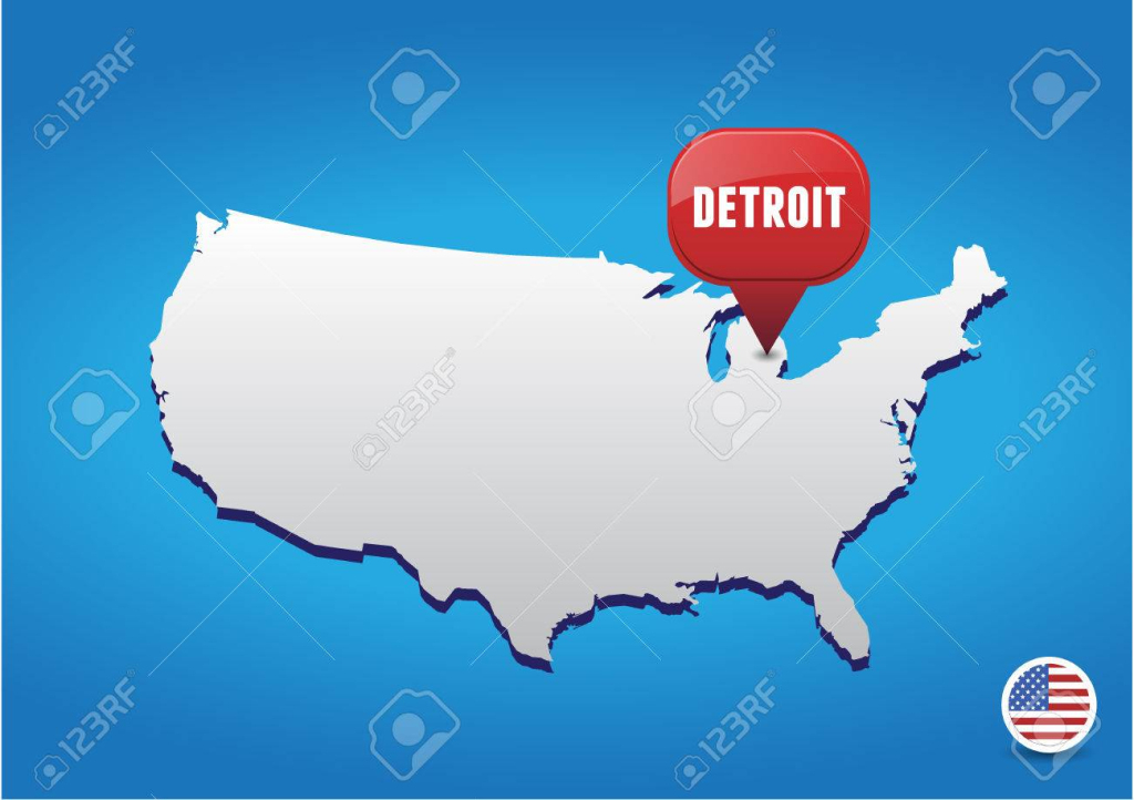 Detroit On Usa Map Royalty Free Svg, Cliparts, Vectors, And Stock | Detroit On Map Of Usa