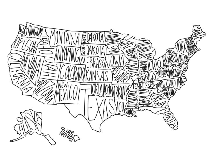 Coloring Page Of Usa Map