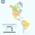 Digital North & South America Map Full Color With States Printable | Map Of USA And South America
