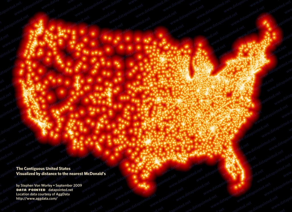 Distance To Mcdonald&amp;#039;S – A Mcdistance Map Of The Contiguous U.s. | Map Of All Mcdonald In Usa