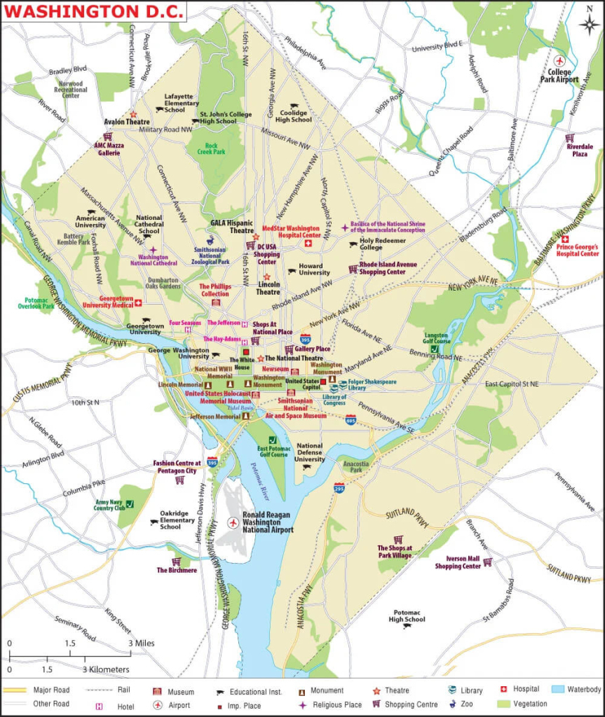 District Of Columbia Map - Guide Of The World | Map Of Eastern Usa And Washington Dc Free Printable