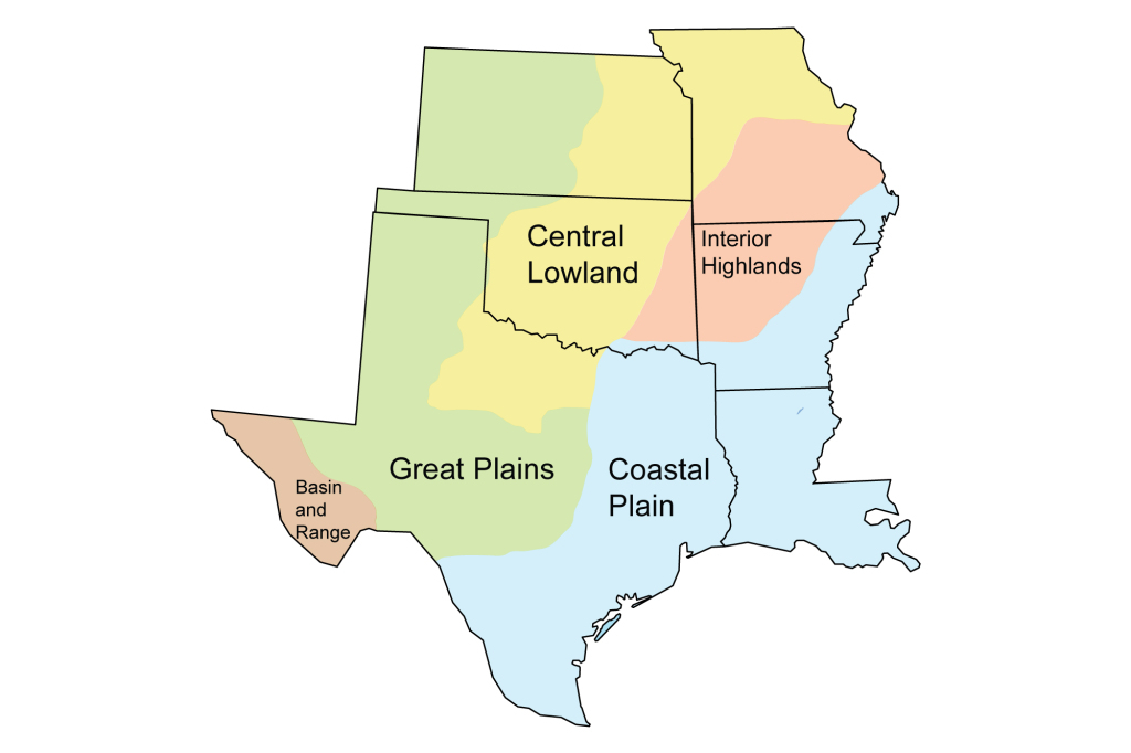 Earth Science Of The South-Central United States — Earth@Home | Map of South Central USA