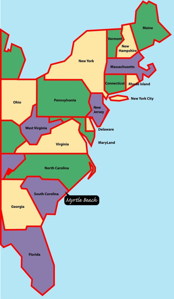 East Coast Map | Myrtle Beach And The East Coast Of The Usa | Map Of East Coast Beaches Usa
