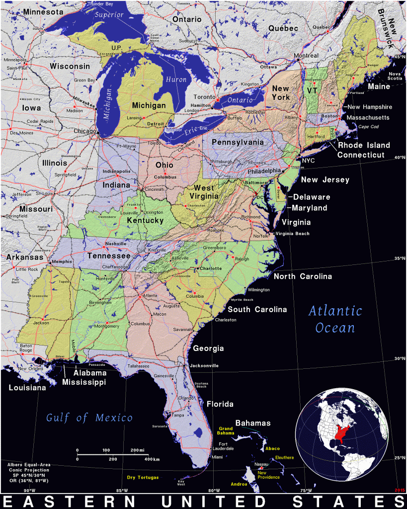 Eastern United States · Public Domain Mapspat, The Free, Open | Map Of East Coast States In Usa