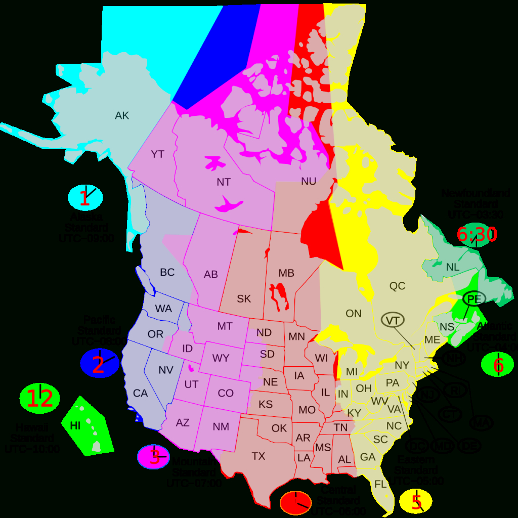Effects Of Time Zones On North American Broadcasting - Wikipedia | Map of USA and Canada with Time Zones