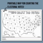 Electoral Map For Election Results Printable Coloring Page   Etsy | Blank Map Of USA Names Electoral Votes Printable 2024