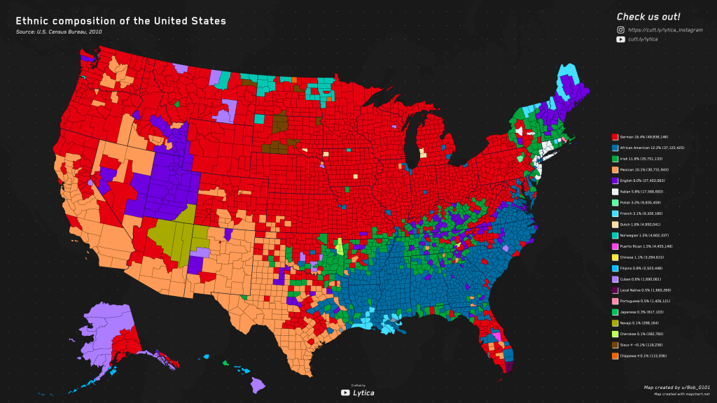 Ethnic Map Of Usa : R/Mapporn | Map Of Usa By Race