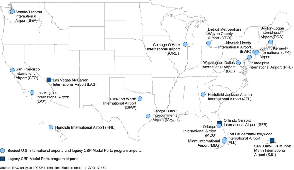 Figure 2: Map Of The 17 Busiest U.s. International Airport… | Flickr | Map of International Airports USA